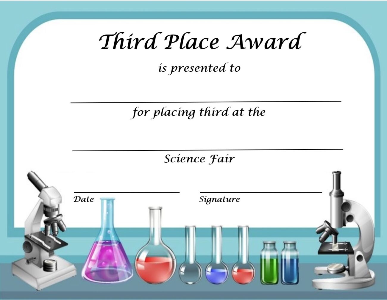 10 Science Fair 3rd Place Award Certificates Bell 2 Bell Worksheets Library