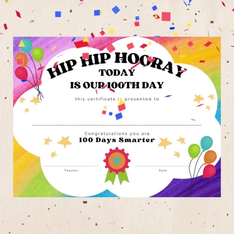 100 Days Of School Certificate Printable