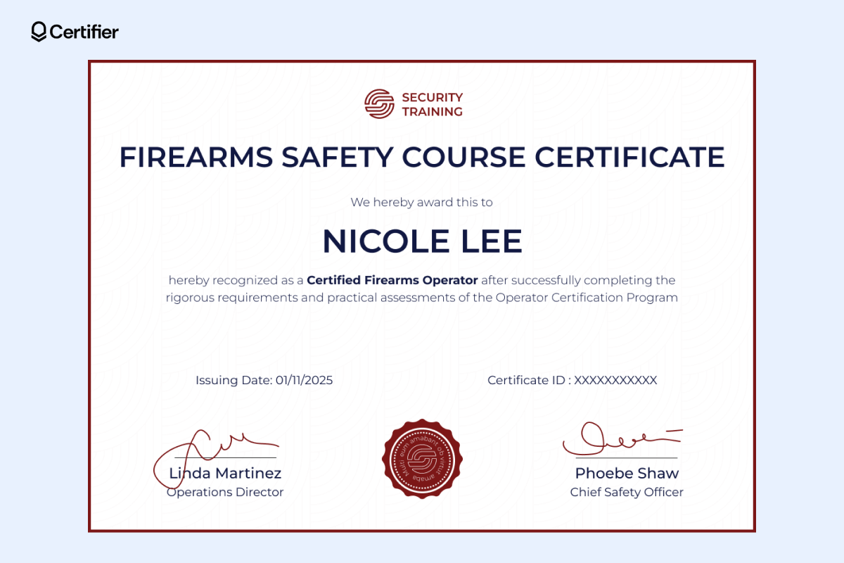 Printable Firearms Training Certificate Template Printable Firearms Training Certificate Template