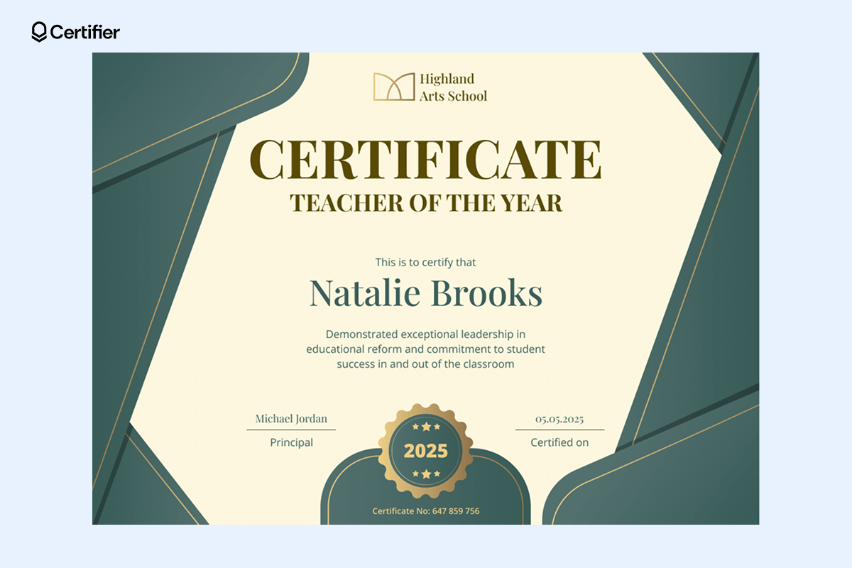 15 Best Teacher Of The Year Certificate Templates Free Ready To Print