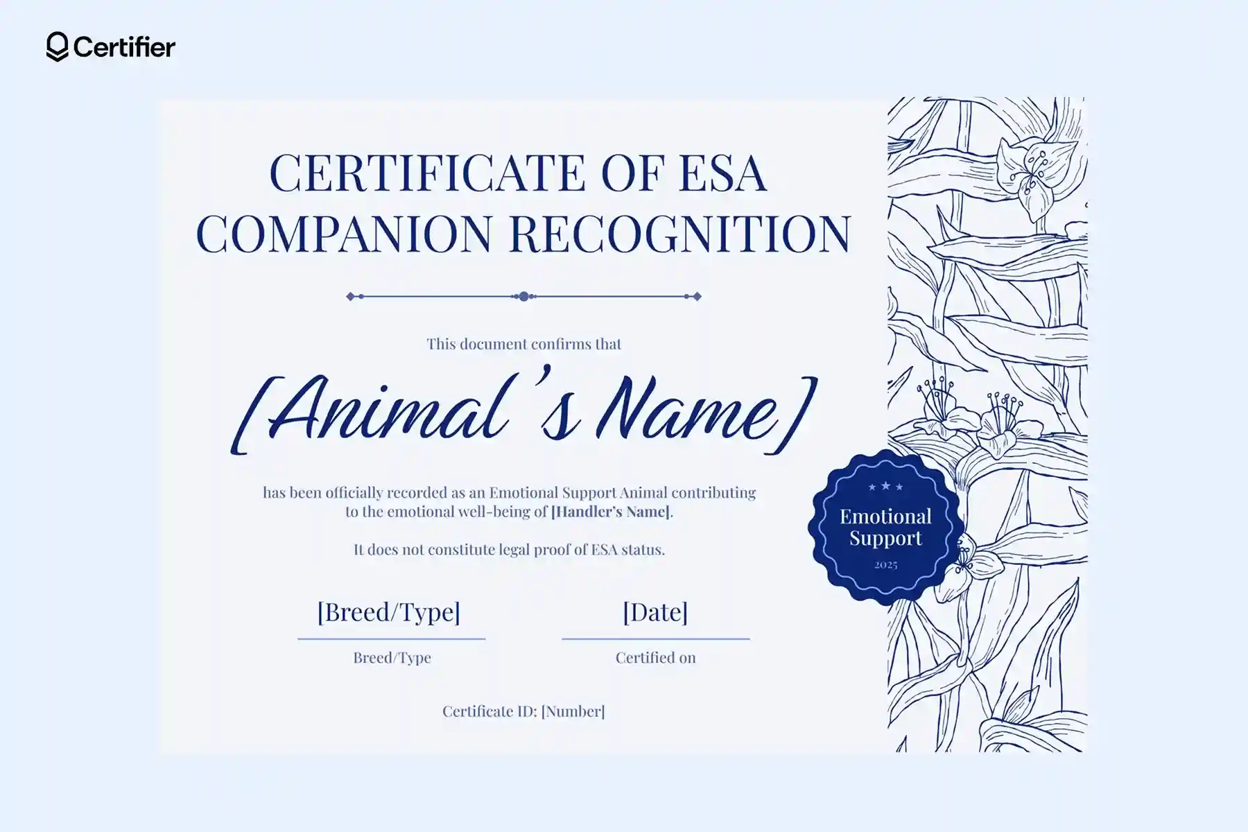 Psf Printable Esa Certificate Psf Printable Esa Certificate
