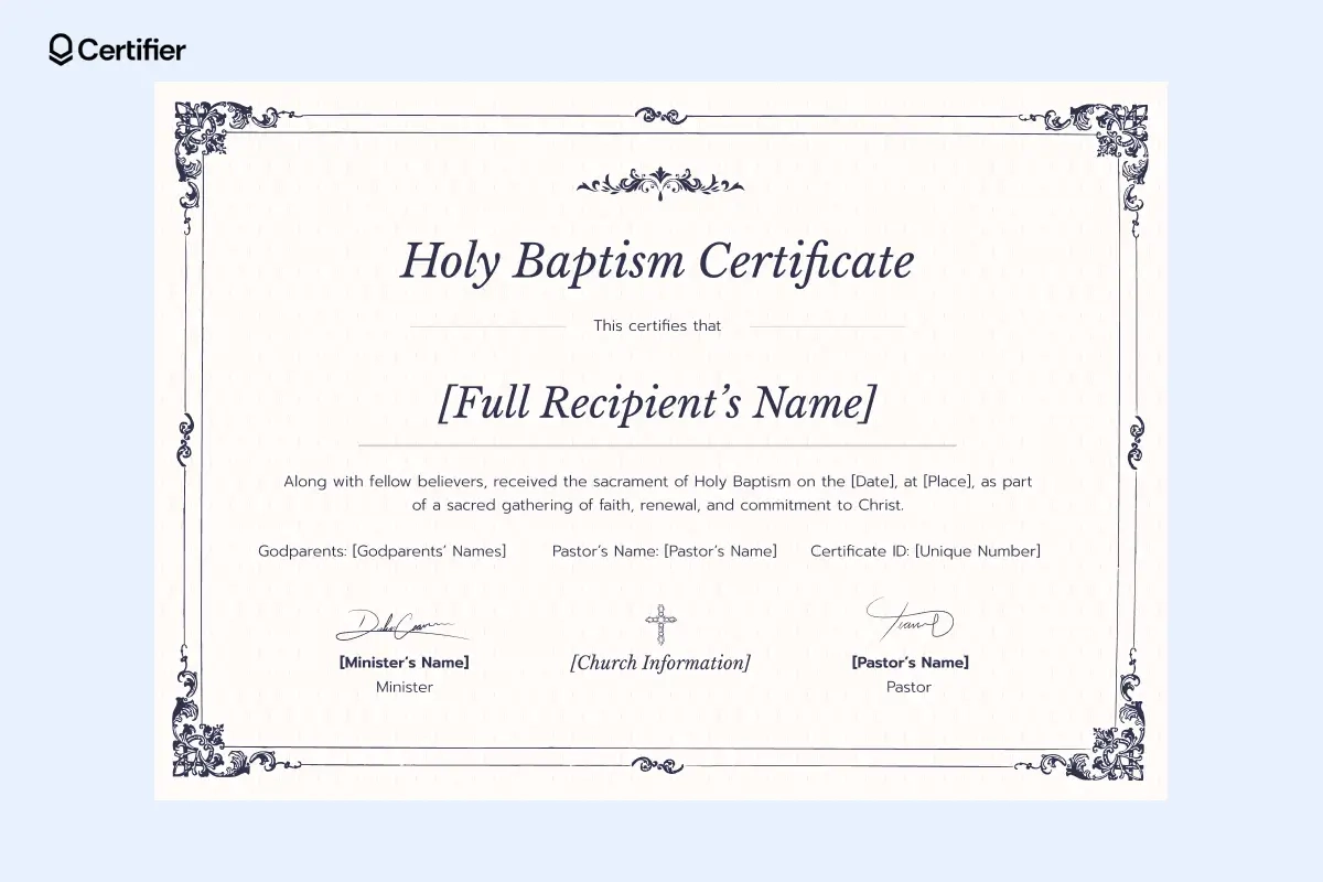 Printable Christening Certificate With Godparents