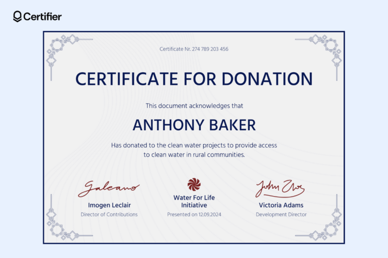 Free Printable Donation Certificate Templates