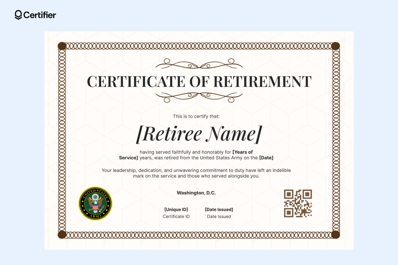 15 Editable Retirement Certificate Templates For Different Industries