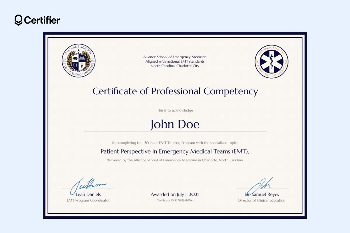 15 EMT Certificate Templates