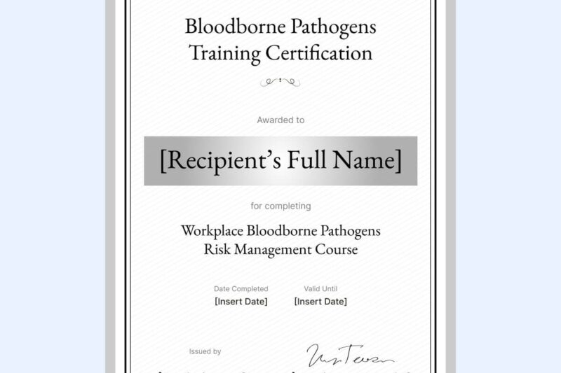 Printable Bloodborne Pathogens Certificate Template