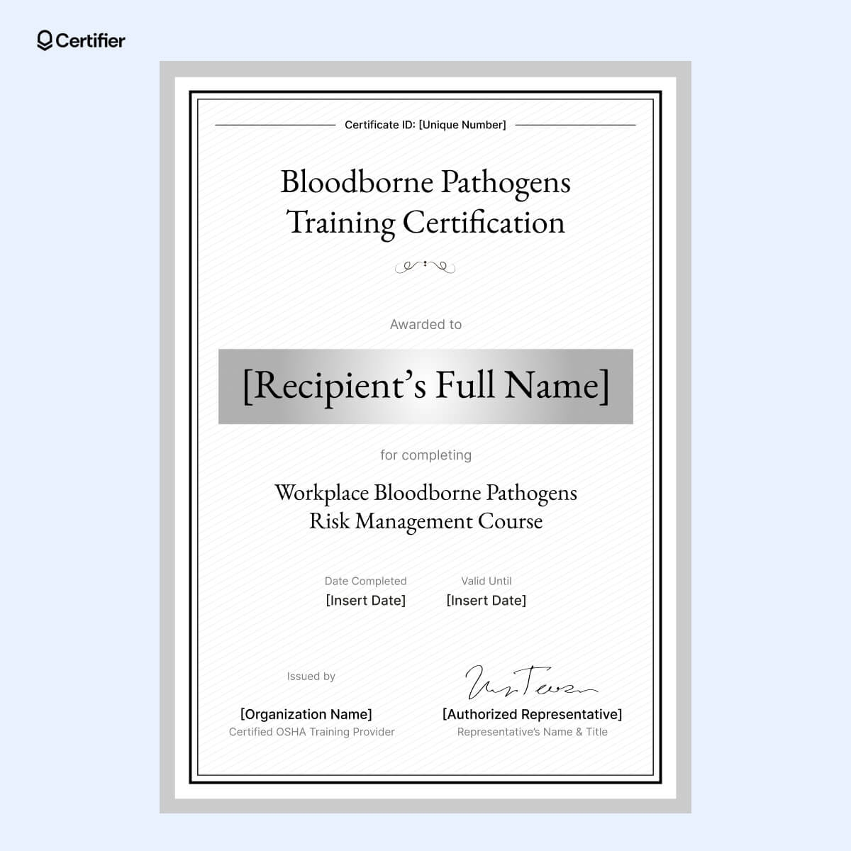 15 Free And Ready to Use Bloodborne Pathogens Certificate Templates
