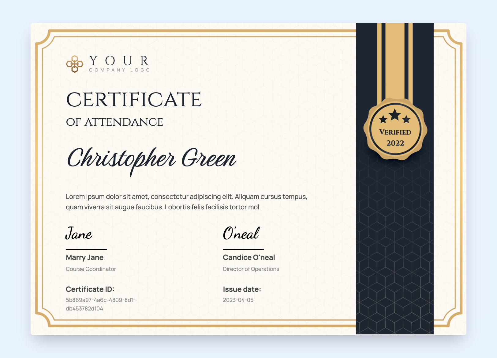 Free Editable Printable Attendance Certificates