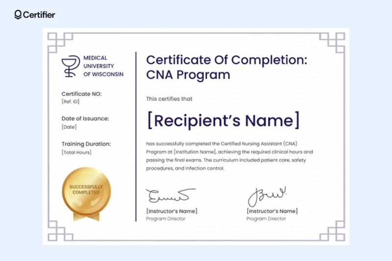Printable Cna Certificate
