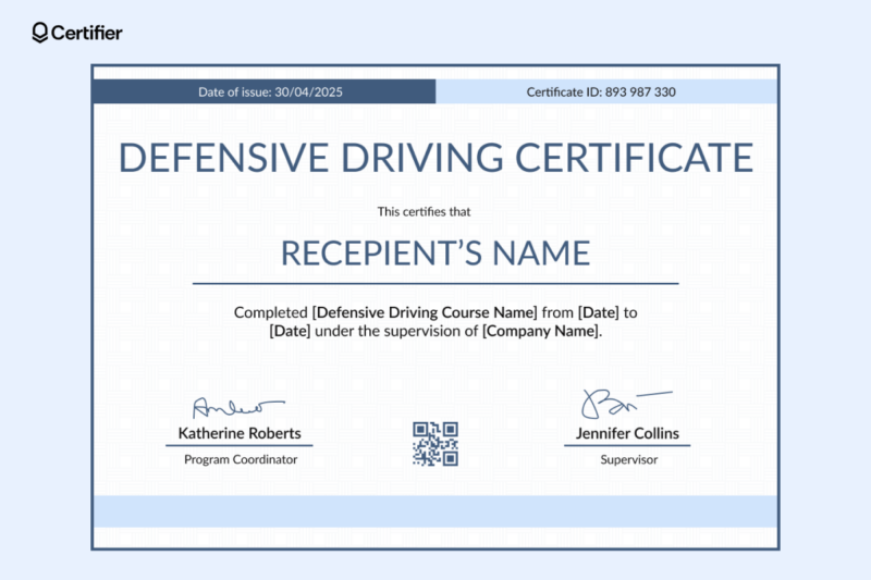 Online Defensive Driving Course Printable Certificate