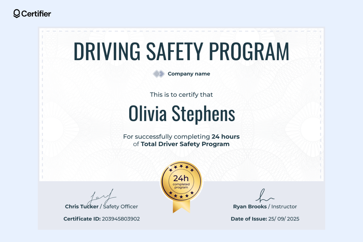 Defensive Driving Online With Printable Certificate