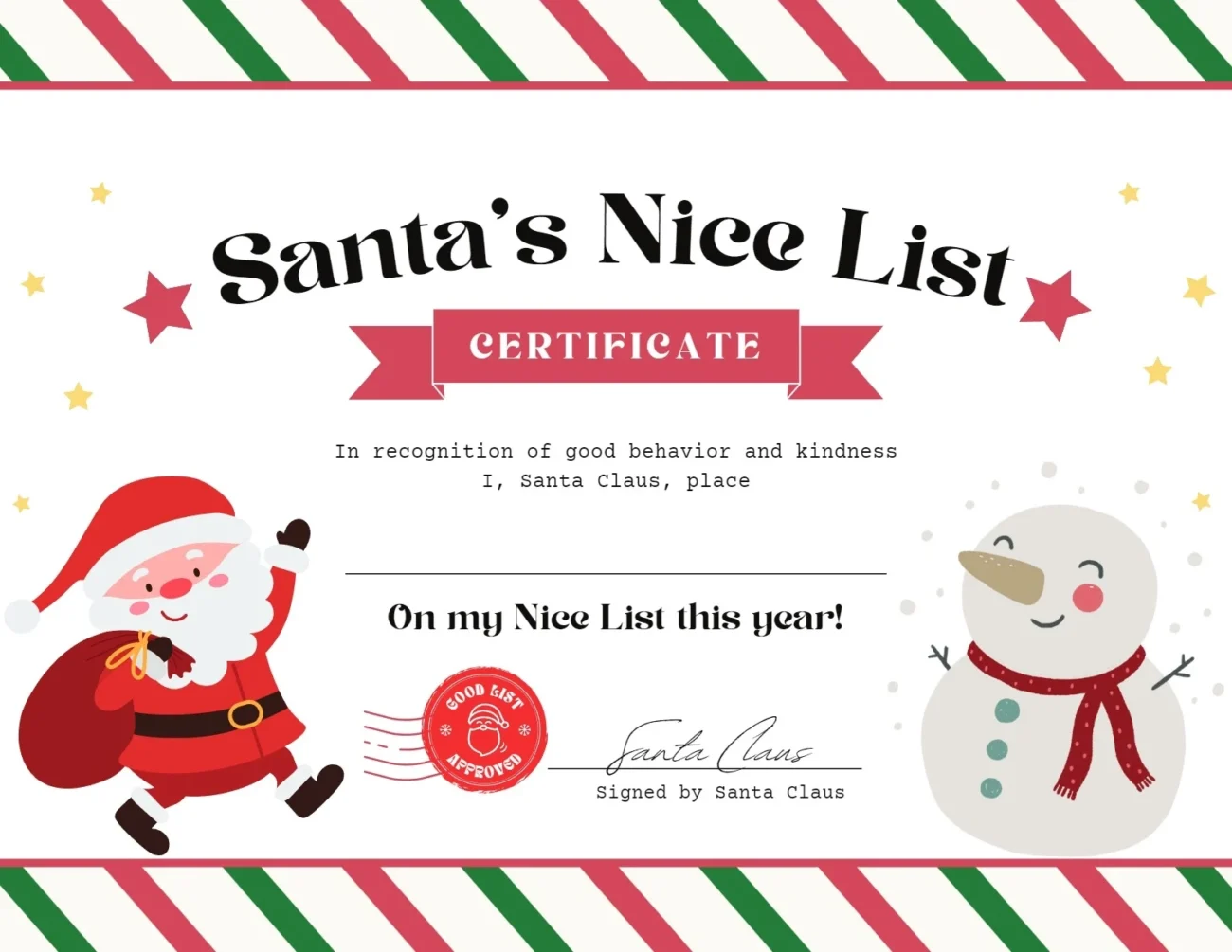 18 Nice List Certificates Free PDF Printables