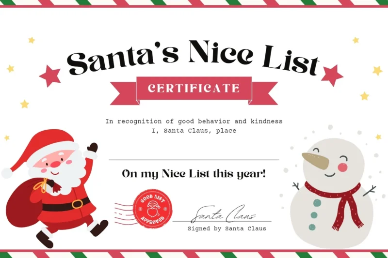 Free Printable Santa Certificate Template