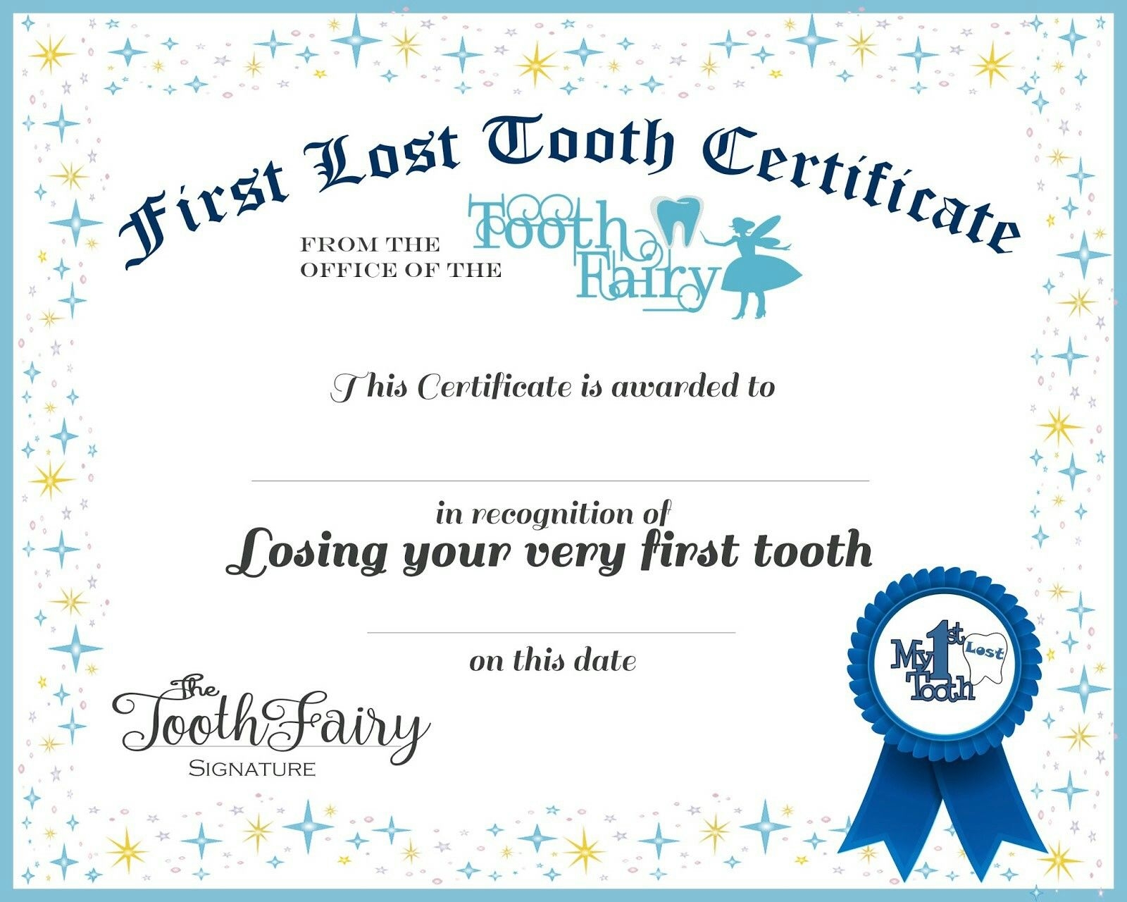 Printable Tooth Fairy Certificate First Tooth Printable Tooth Fairy Certificate First Tooth