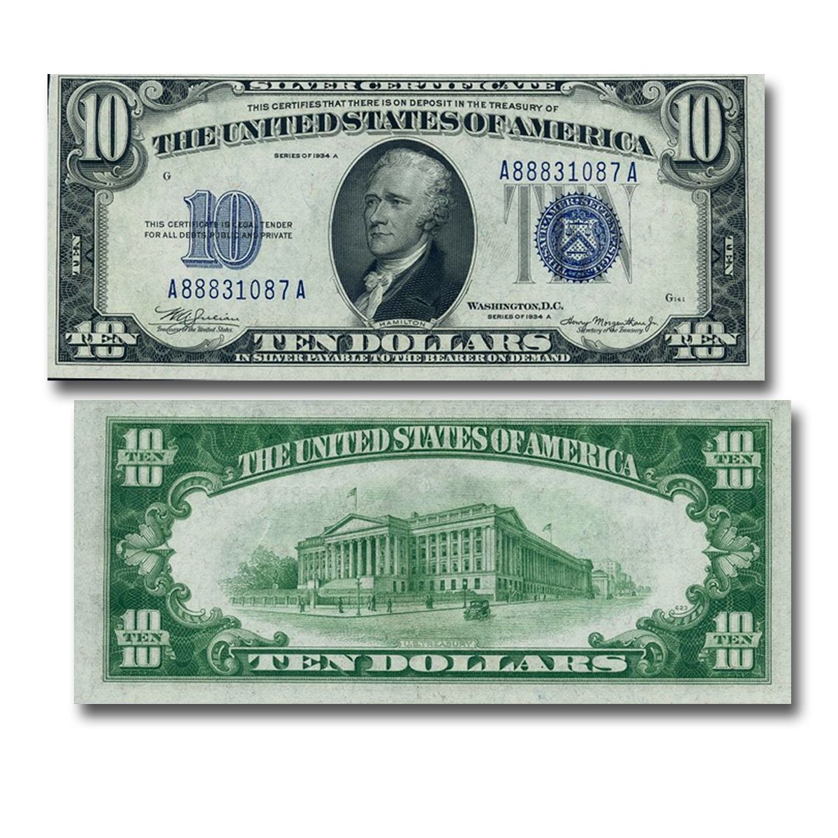 1934 10 Silver Certificate Paper Money