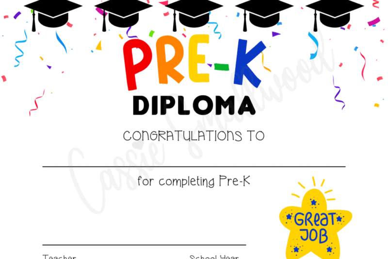 Printable Pre K Certificate