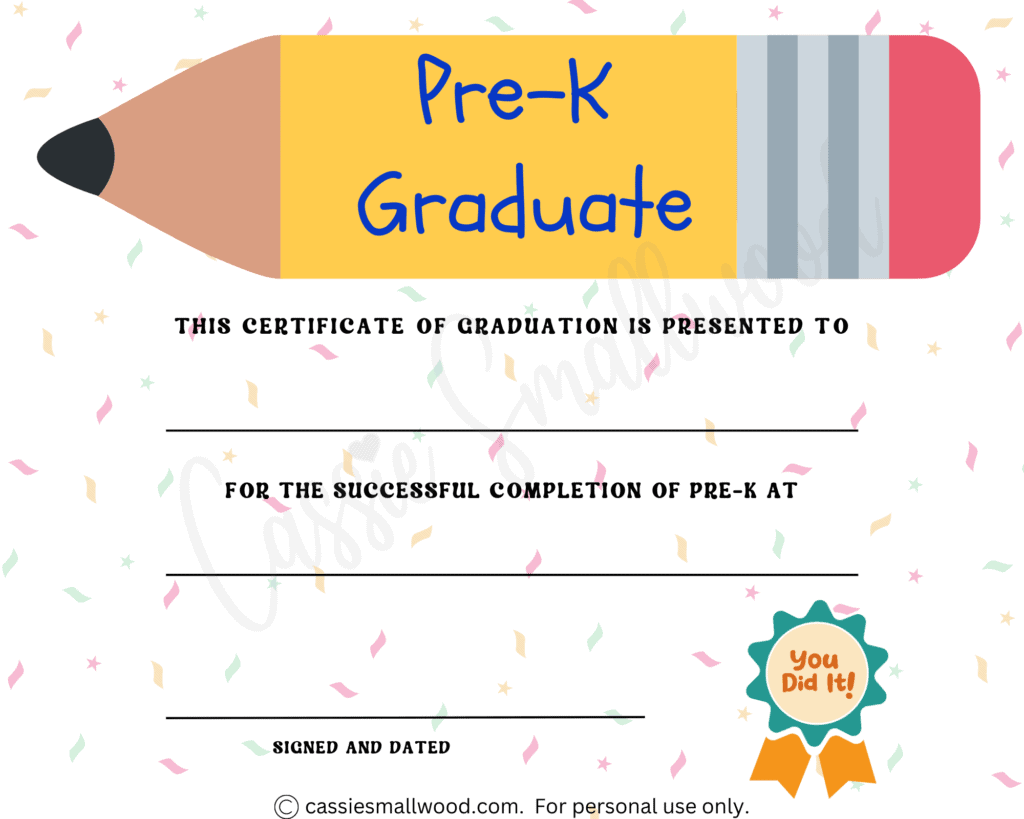 Free Pre K Printable Certificates