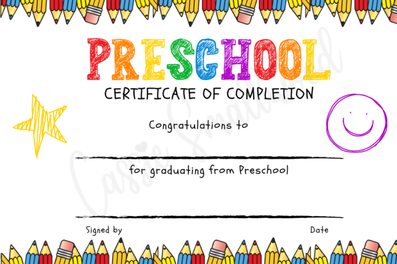 Printable Pre-K Certificates