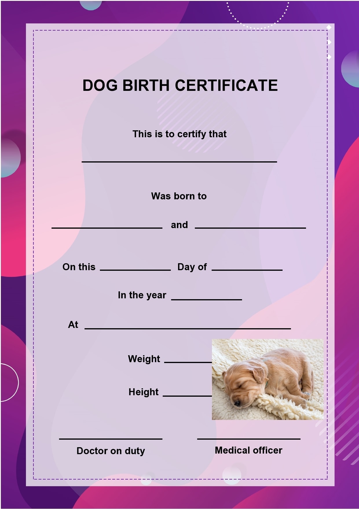 Free Printable Animal Birth Certificates