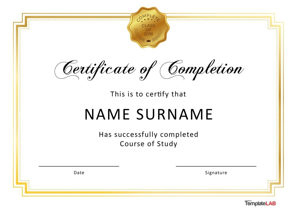 23 Free Certificate Of Completion Templates Word PowerPoint