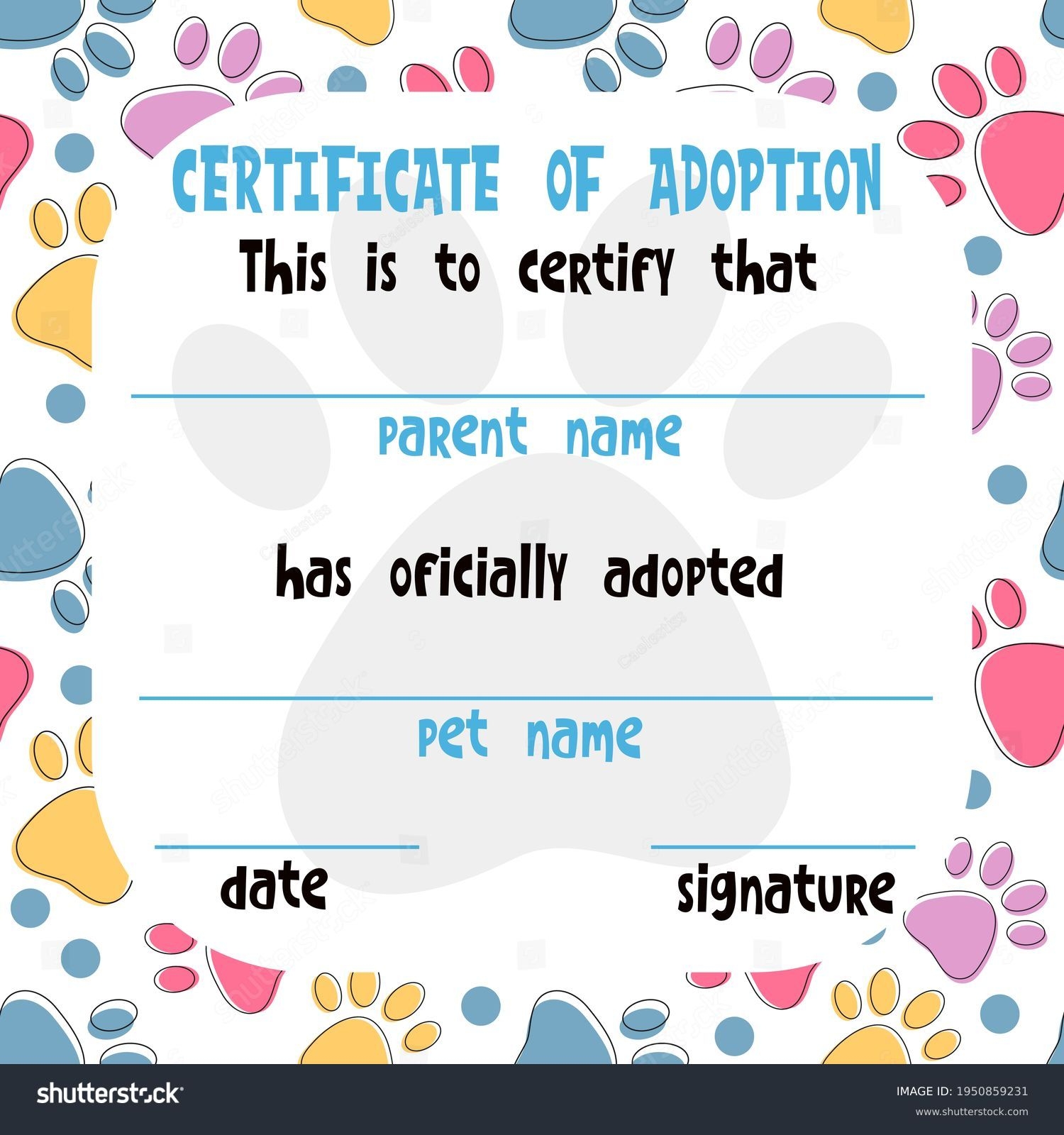 Printable Pet Adoption Certificate Template Printable Pet Adoption Certificate Template