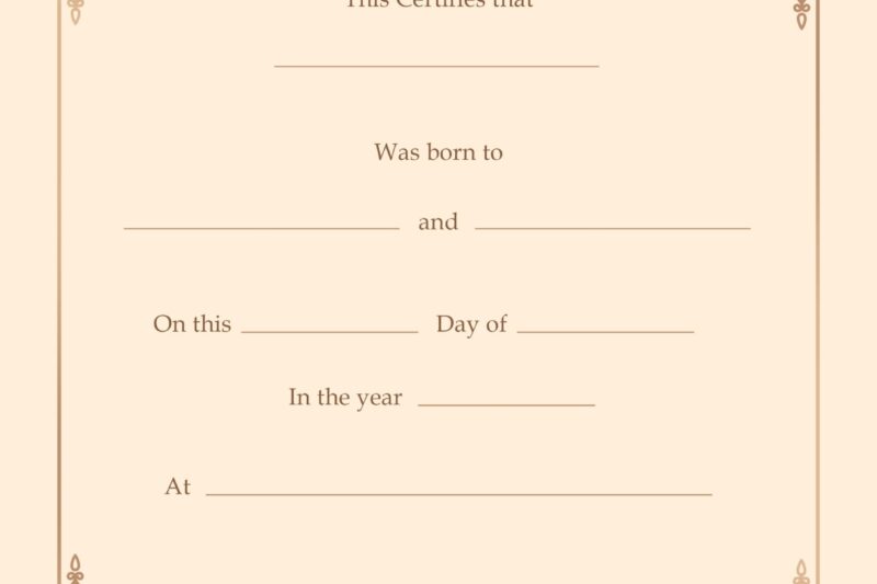 Printable Birth Certificates For School Project