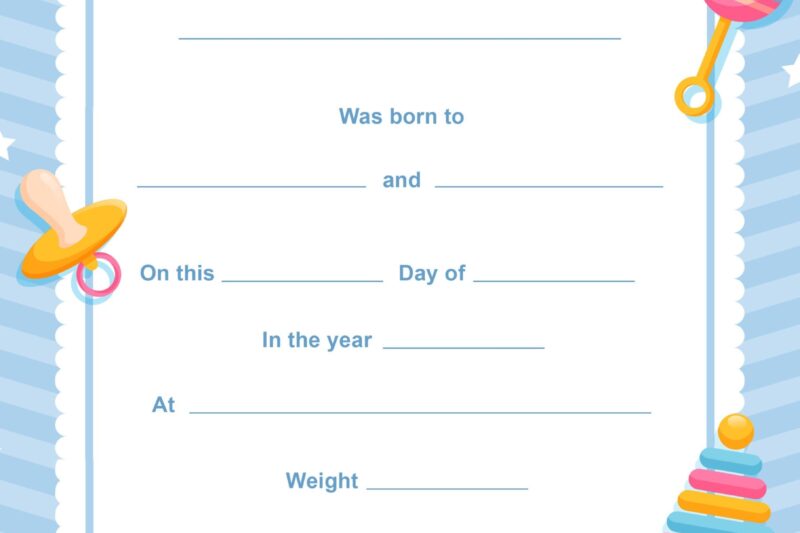 Play Birth Certificate Printable