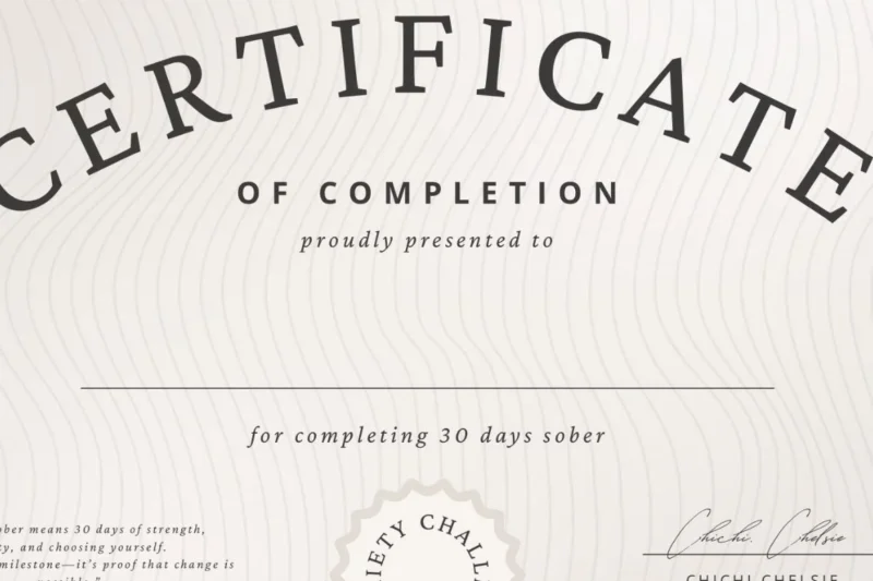 Sobriety Certificate Printable