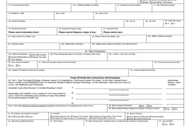 Fake Printable Death Certificate