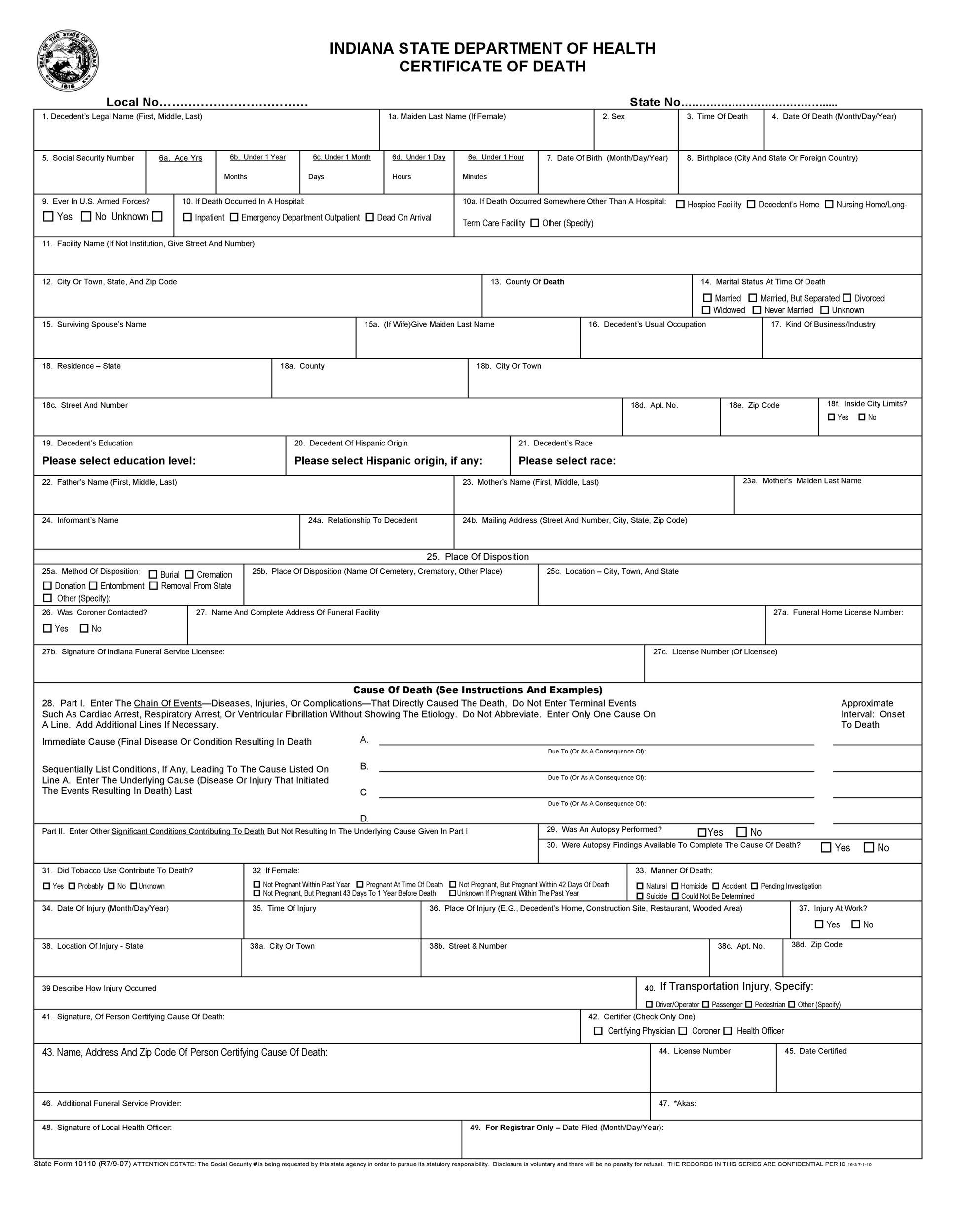 37 Blank Death Certificate Templates 100 FREE TemplateLab 37 Blank Death Certificate Templates 100 FREE TemplateLab