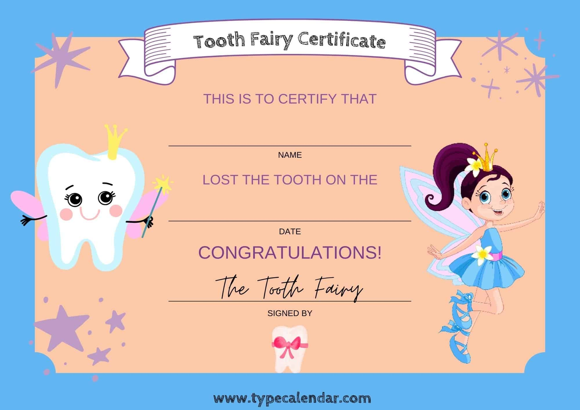 Tooth Certificate Printable