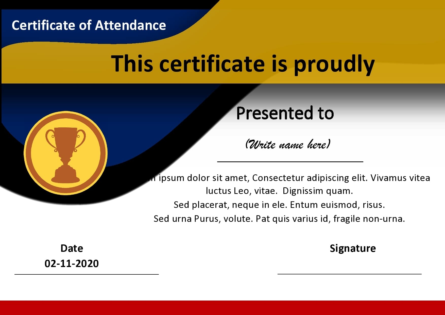 Certificate Of Attendance Free Printable