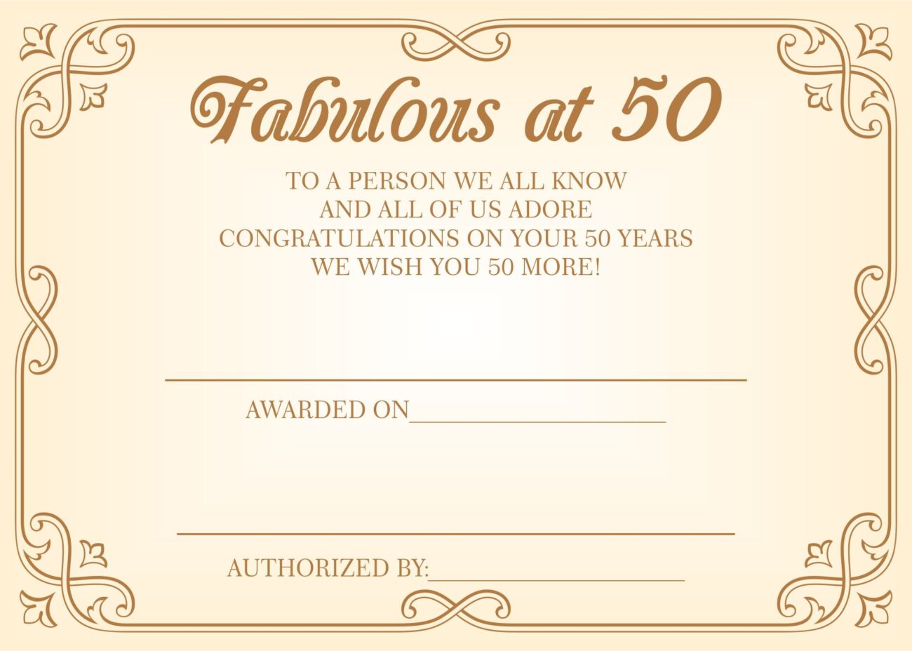 50th Birthday Certificate 10 Free PDF Printables Printablee