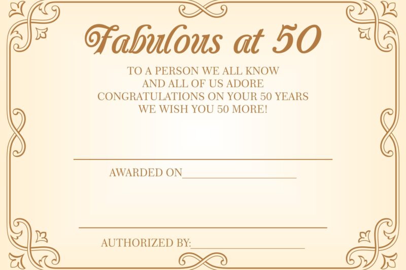 Printable 50th Birthday Certificates