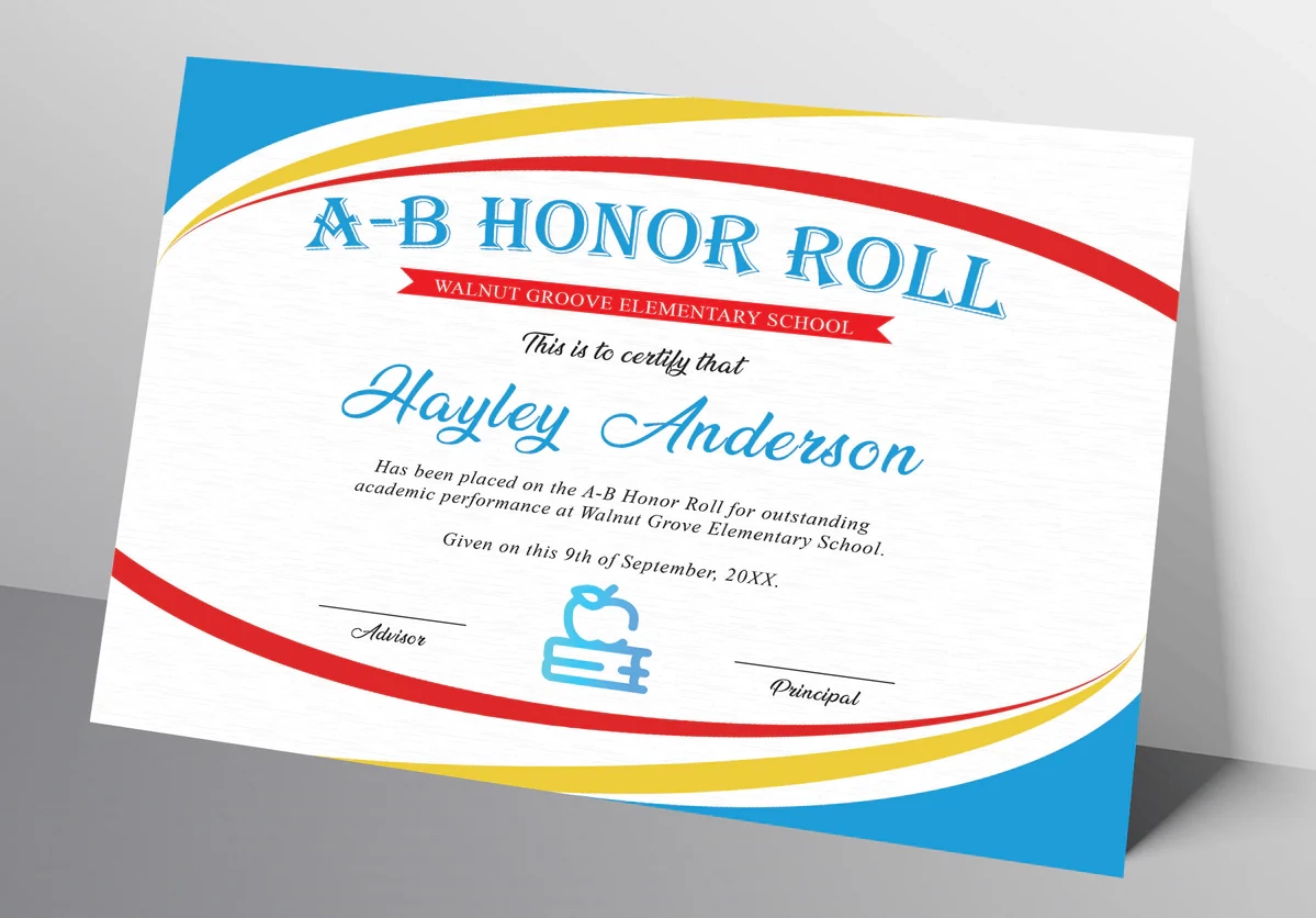 A Bhonor Roll Certificates Printable A Bhonor Roll Certificates Printable