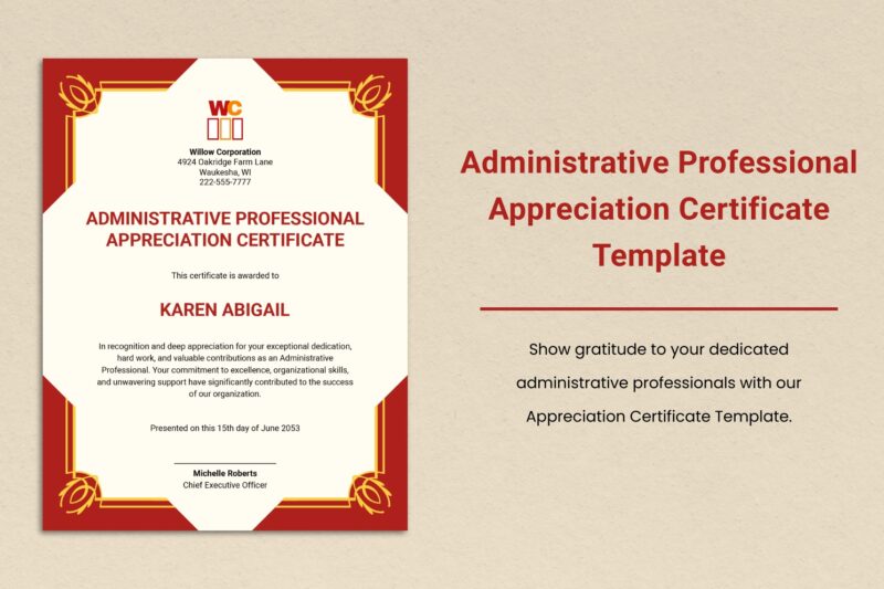 Printable Administrative Professionals Day Certificates