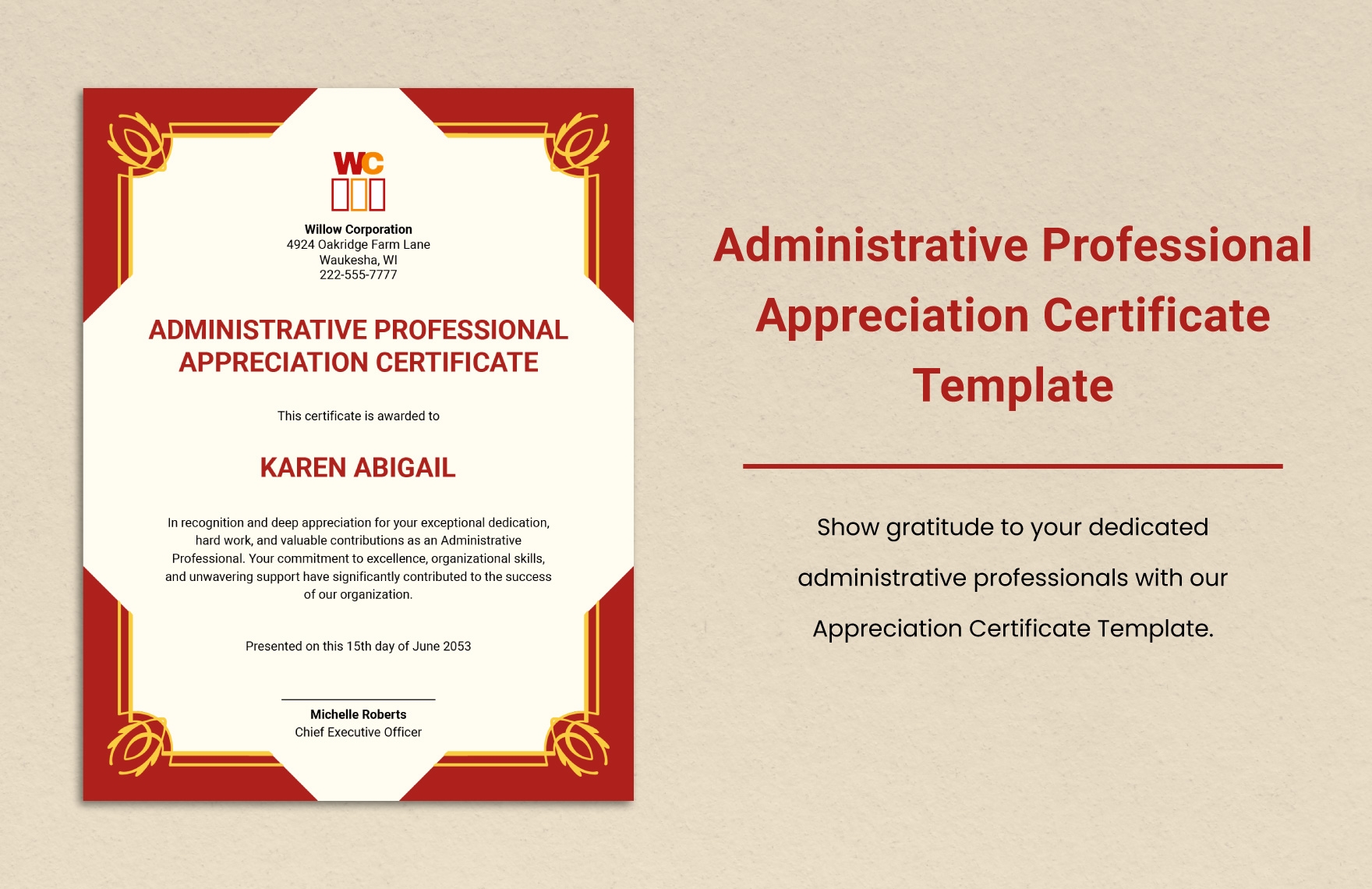 Administrative Professional Appreciation Certificate Template In Word Illustrator PSD Download Template