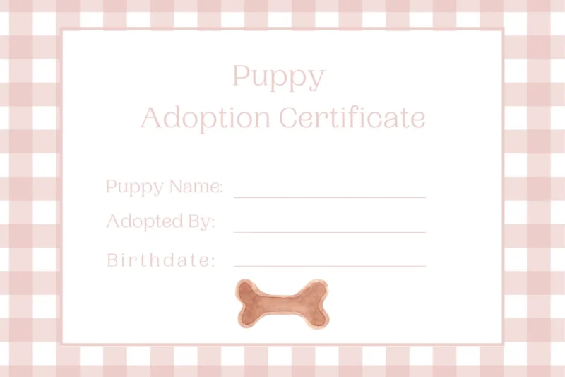 Free Printable Adopt A Puppy Certificate