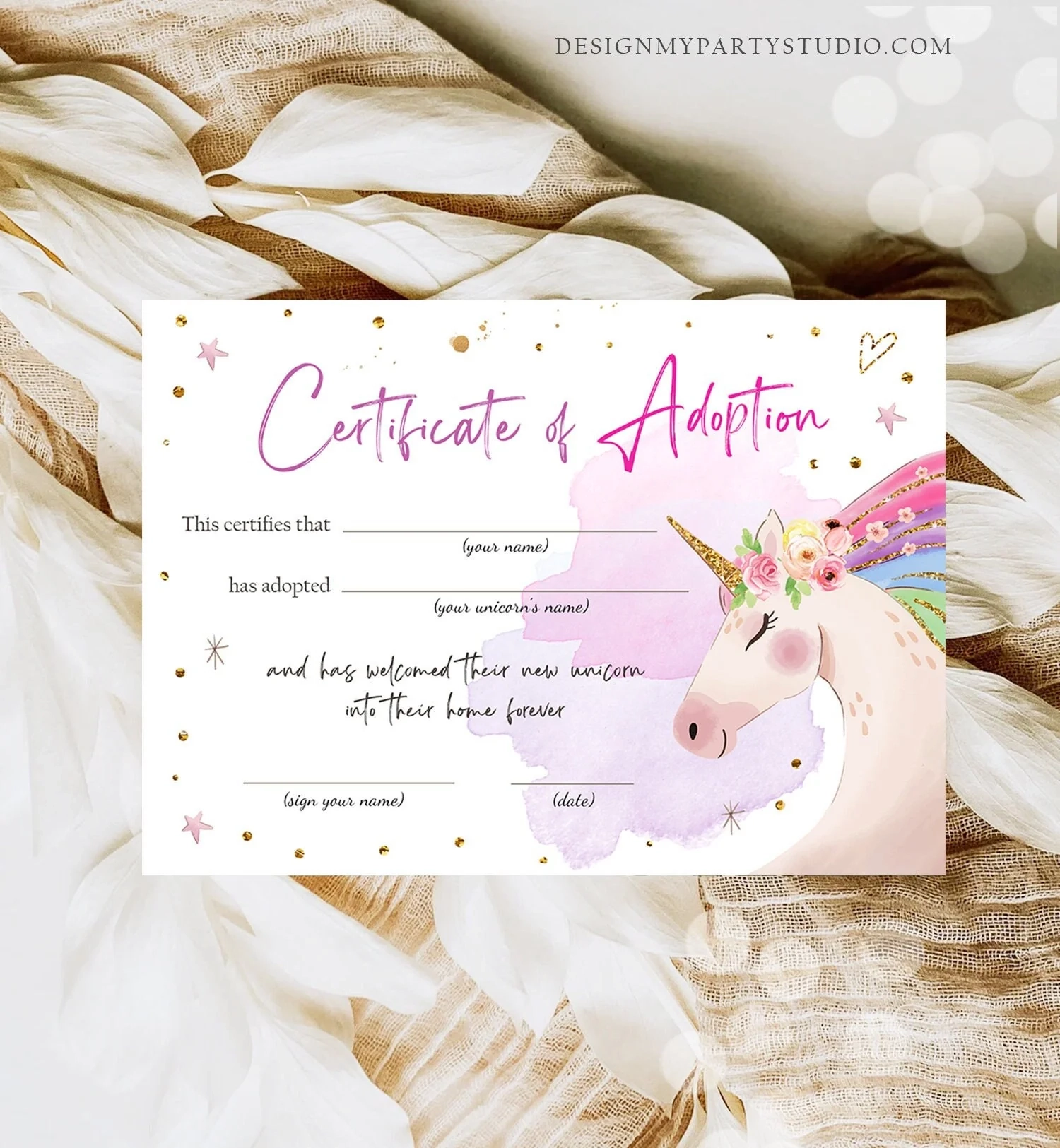 Unicorn Adoption Certificate Printable
