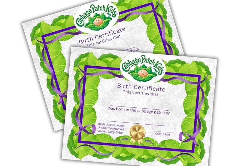 Printable Cabbage Patch Birth Certificate