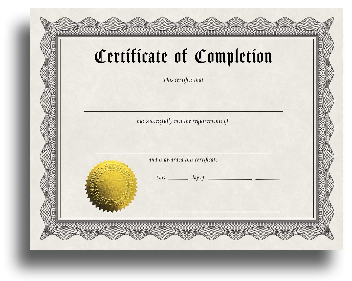 Certificate Of Completion Printable