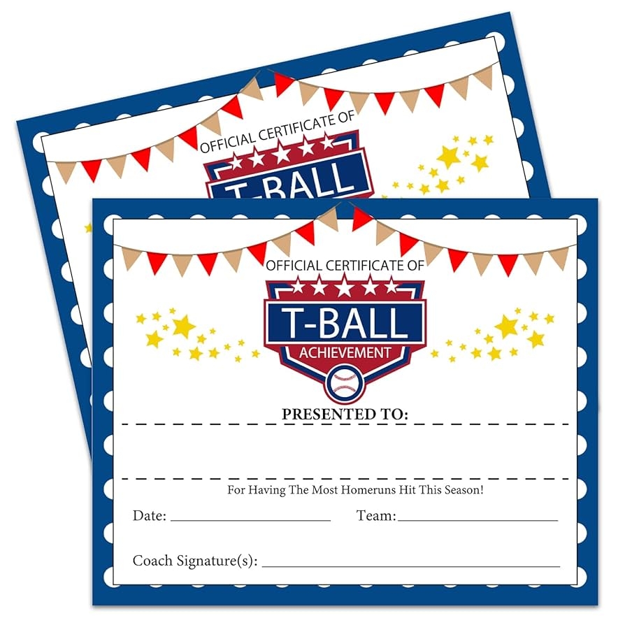Amazon Certificates Of Achievement 25 T Ball Award Certificates Sports Achievement Award Team Baseball Awards Encouraging Gift For Students Teams Players And Employee 8x10 Inches Office Products Amazon Certificates Of Achievement 25 T Ball Award Certificates Sports Achievement Award Team Baseball Awards Encouraging Gift For Students Teams Players And Employee 8x10 Inches Office Products