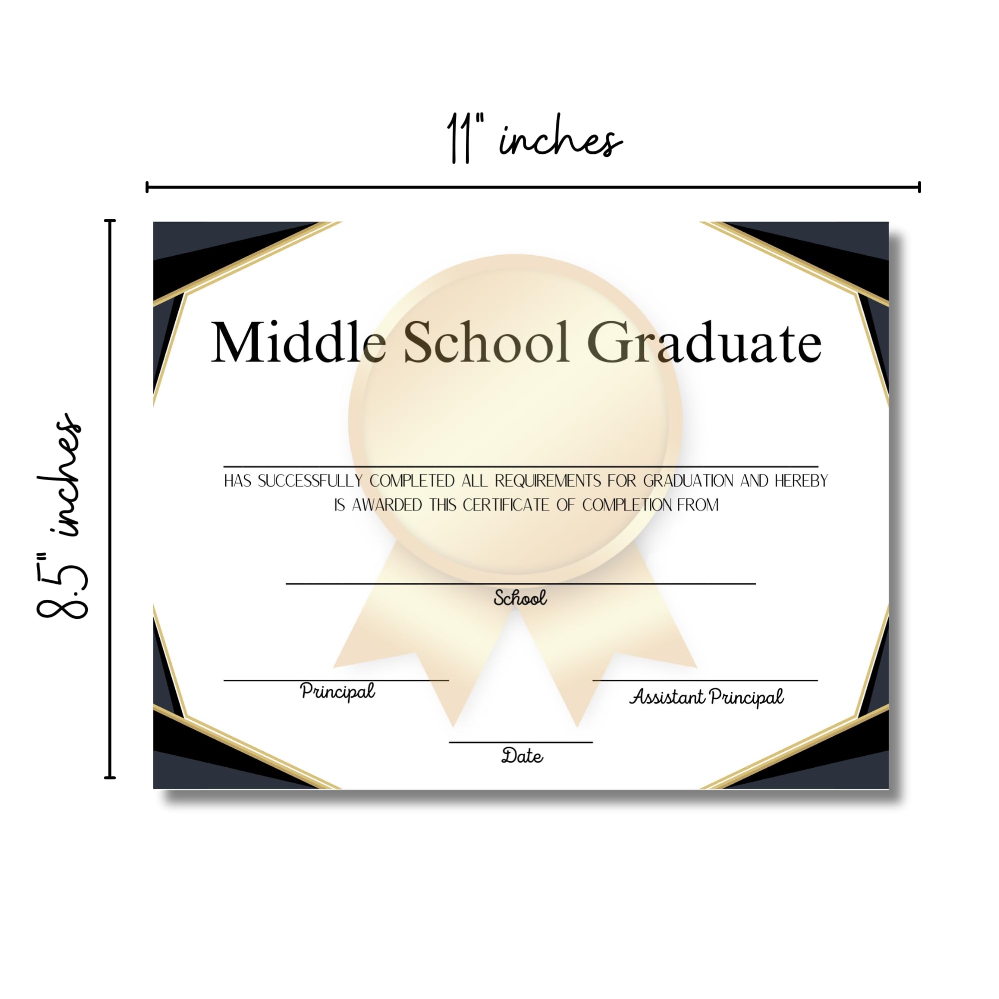 Amazon Middle School Diploma Graduation Certificate 100 Pk 8 5 X 11 Homeschool Award Ceremony For Teachers To Hand Out To Students Office Products