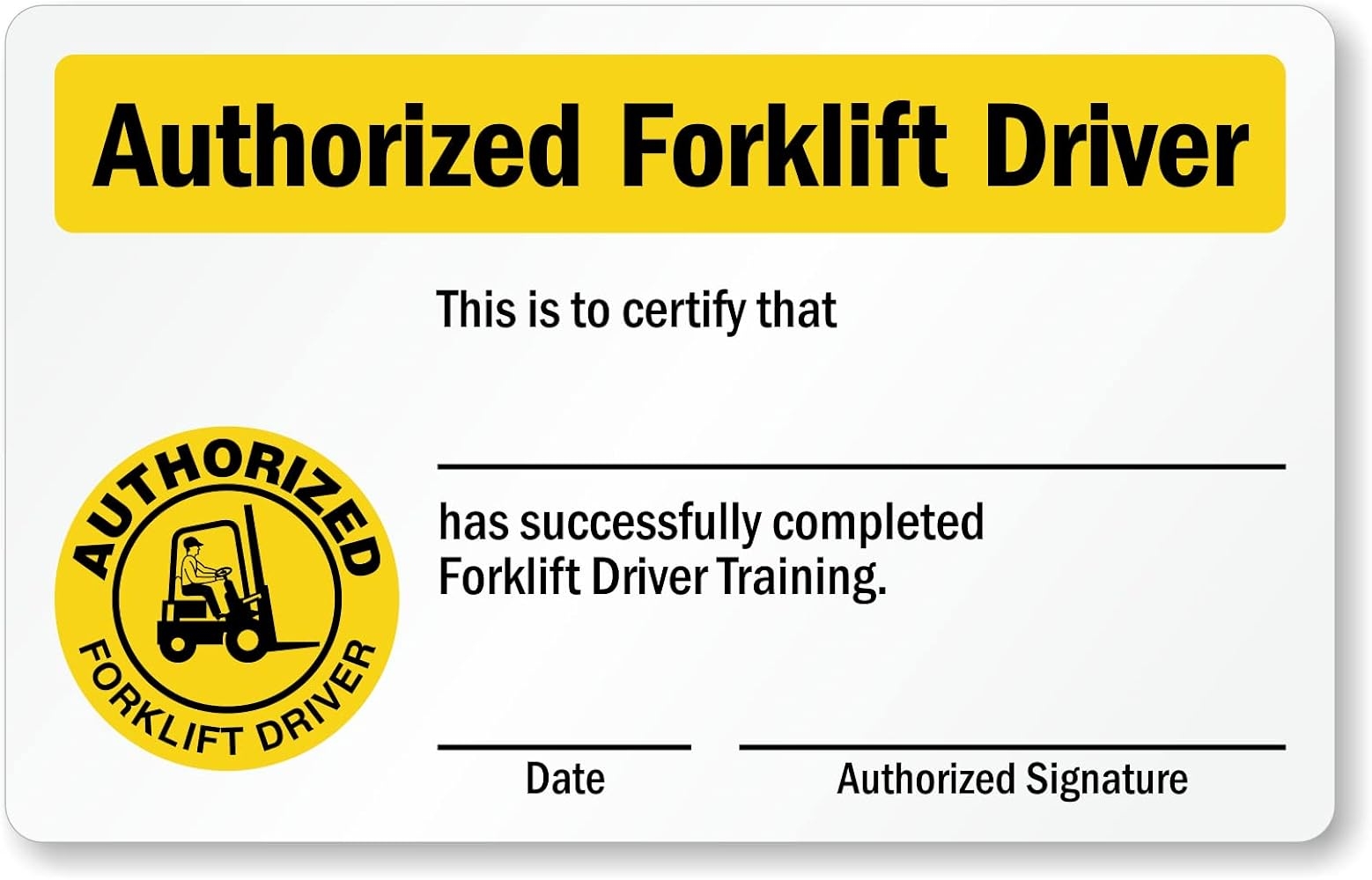 Printable Forklift Certification Card Template Free