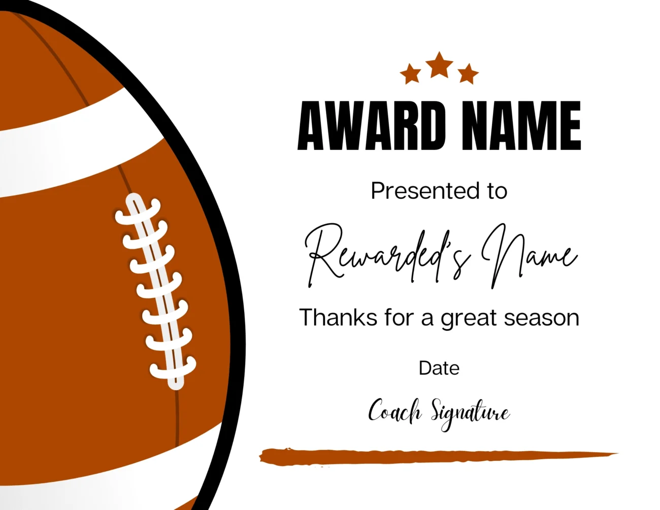 American Football Award Certificate Template Amwa Templates