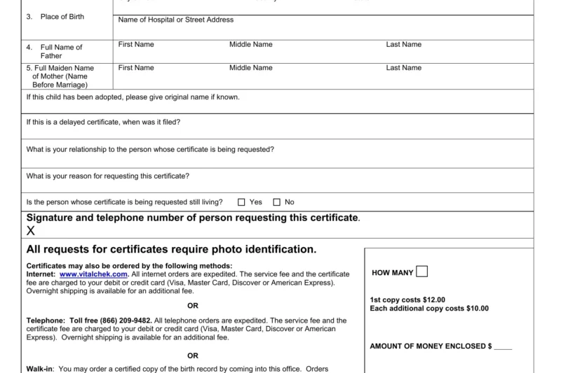 Printable Arkansas Birth Certificate Application