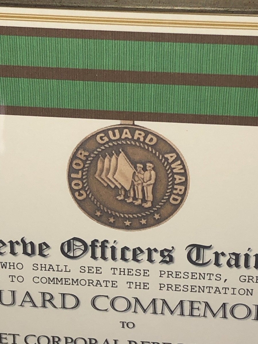 ARMY R O T C COLOR GUARD COMMEMORATIVE AWARD CERTIFICATE