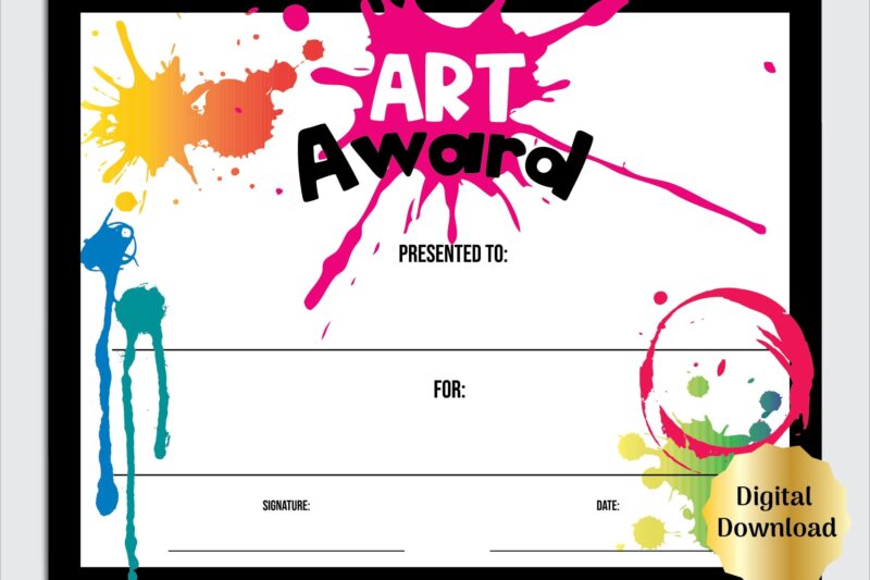 Printable Art Honorable Mention Certificate
