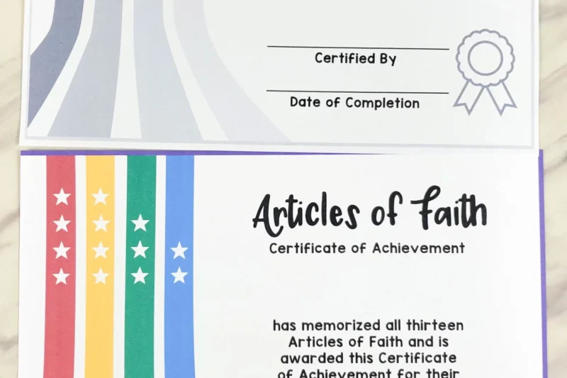 Lds Faith In God Certificate Printable