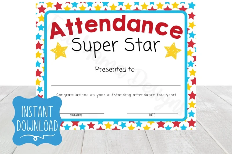 Perfect Attendance Certificates Printable
